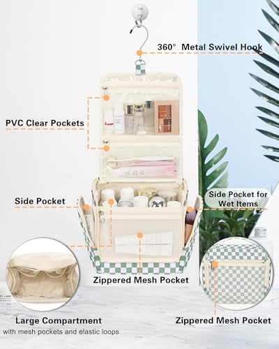 Relavel Hanging Toiletry Bag for Women, Travel Makeup Organizer Bag - Image 2