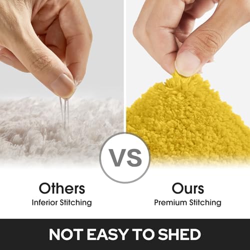 HOMEIDEAS Bathroom Rugs Sets 2 Piece, Super Soft Non Slip Bath Mat Yellow - Image 6