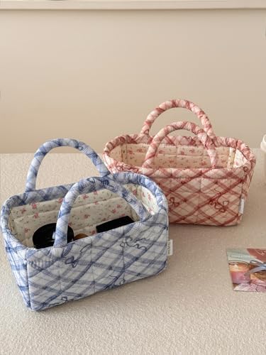 Small Storage Basket Organizer, Mini Fabric Floral Storage Baskets - Image 4