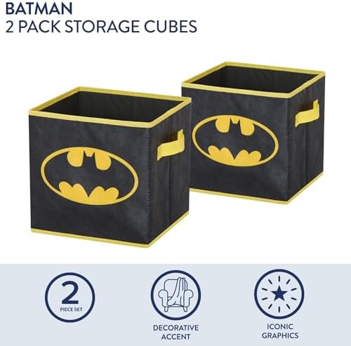 Batman Kids Storage Cubes, 2 Pack Foldable Fabric Bins - Image 4