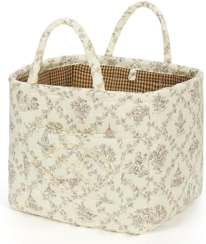 Floral Fabric Storage Basket Car Interior Storage Basket Underwear Sundries by CEUTNIZ