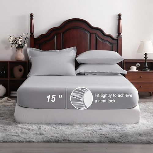 NTBAY King Microfiber Bed in a Bag, Comforter Set 7 Piece, Light Grey - Image 3