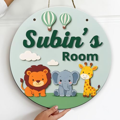 Safari Animal Customized Wooden Name Signs – Personalized Jungle Theme Wall - Image 4