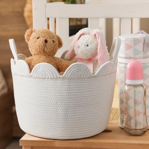 LemonRoad Round Woven Basket White - Image 4