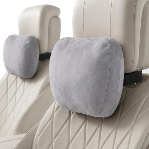 2 PCS Car Pillow for Driving Seat Soft Suede Headrest Neck & Lumbar Support by GoodpillowBetterdriver