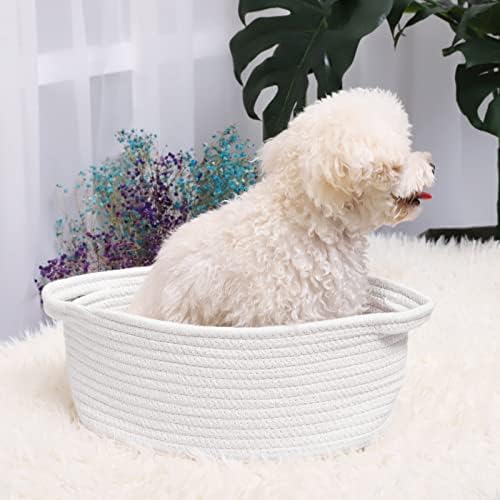 ABenkle Small Basket with Handles, Boho Decorative Rope Woven Dog Cat Toy - Image 3