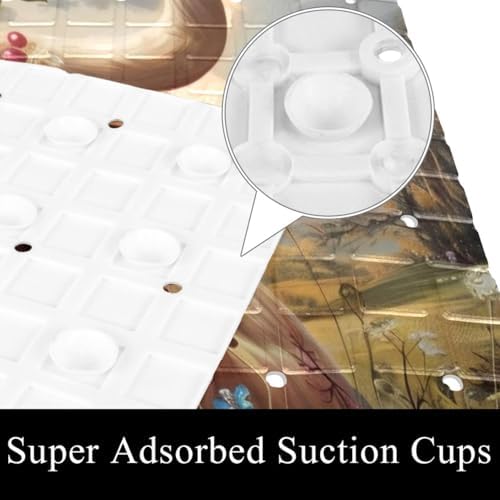 Shower Mat Non Slip, Cow with Flower Anti Slip Bath Mat - Image 3