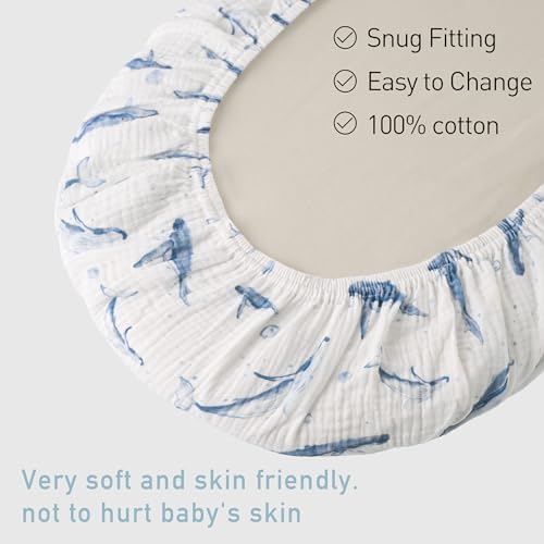 Muslin Bassinet Sheets 2 Pack, Universal Cotton Fitted Baby Mattress Sheet - Image 5