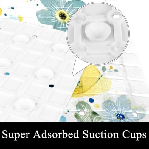 Shower Mat Non Slip 26.8 x 15.1 Inches, Watercolor Flower Bathtub Mat Shower - Image 3