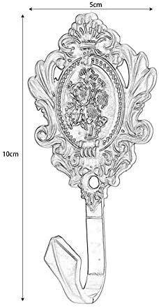 Curtain Tiebacks Small Lightweight Hooks, Vintage Silver Rose Pattern - Image 4