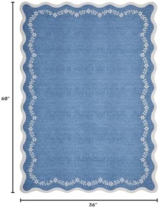GarveeHome 3x5 Scalloped Washable Area Rug Non Slip Bedroom Entryway Rug - Image 2