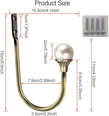 2 Pack Curtain Holdbacks Wall Mounted Curtain Tiebacks Hooks Plastic Pearl U - Image 2