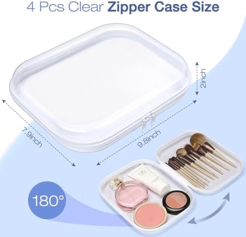 Clear Hard Shell Zipper Case, 4 Pack Diaper Bag Organizer Pouches, Toiletry Bag - Image 2