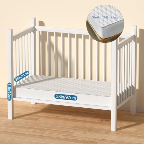 2 Pack Waterproof Mattress Protector Crib, Cotton 24X38 Fitted Crib Sheets Crib - Image 2