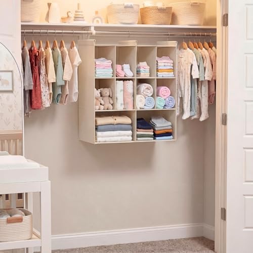 3 Tier Hanging Closet Organizer, 10 Compartments Dual Row Storage - Image 2