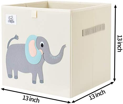 13 Inch Animal Cube Storage Bins, Foldable Fabric Kids Toy Box & Toy Chest - Image 2