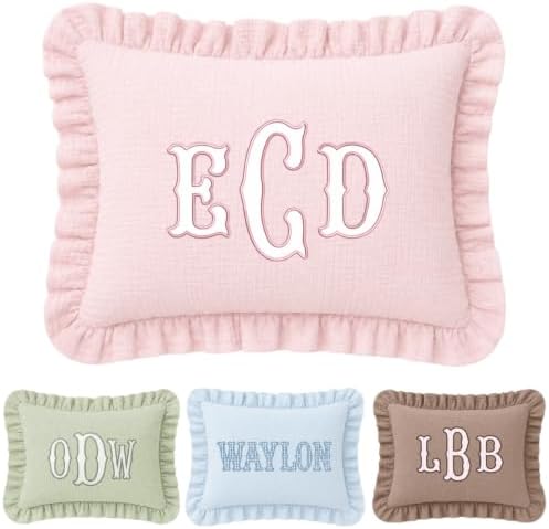 Custom Initials Muslin Pillow Cover, Monogram Pillow Covers, Personalized Name by Locobird