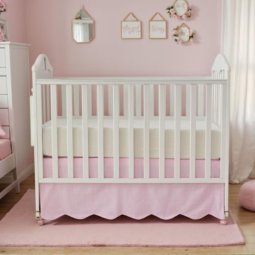 Brandream Scallop Edge Cotton Crib Skirt, Baby Boy Girl Gender Neutral Crib - Image 4