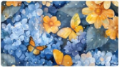 Bathtub Mat Non Slip 26.8x15.1In, Hydrangea Flowers Butterflies Bath Mat by Anna+Cowper
