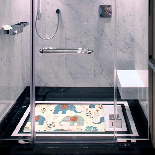 Bathtub Mat Non Slip 26.8x15.1 Inch, Cute Elephants Shower Mat - Image 5