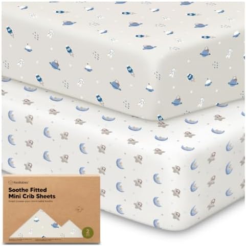 2-Pack Mini Crib Sheets Fitted, 38x26 Pack N Play Mattress Sheets by KeaBabies