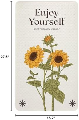 UKELER Sunflower Bath Tub Mat 27.5 x 15.7 Inch - Image 2