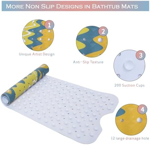 Sun Bathtub Mat Non Slip for Kids 40x16in Extra Long Anti Slip Bath Mat for Tub - Image 4