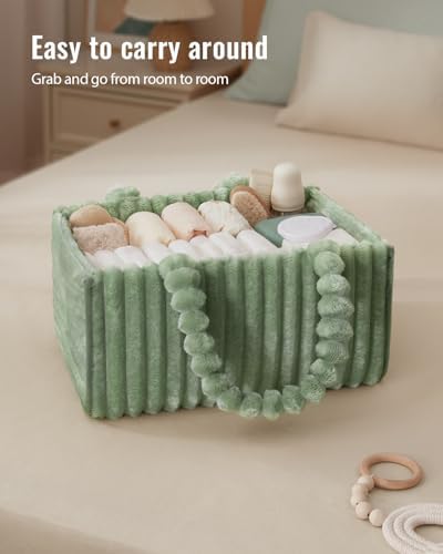 Blissful Diary Flannel Diaper Caddy Organizer & Gift Packaging, Sage Green - Image 5