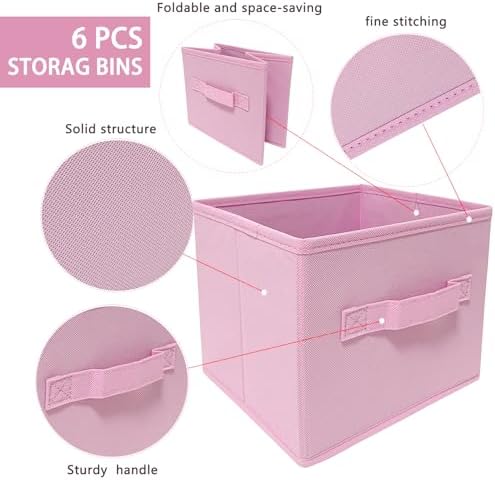 EBIGIC Pink Storage Bins 3Pack 9.0"x7.5"x7.5" Fabirc Foldable Closet Toy - Image 3