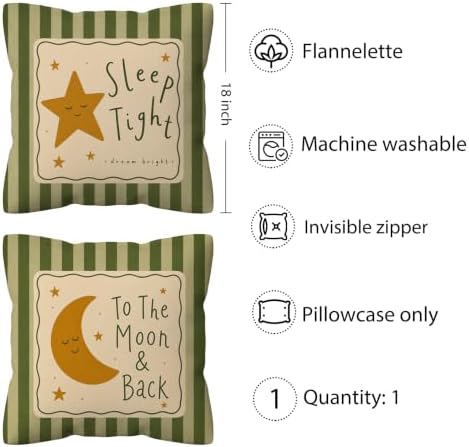 kdqua Moon and Star Nursery Pillow Cover 18x18 Double-Sided, Kids Bedroom - Image 5