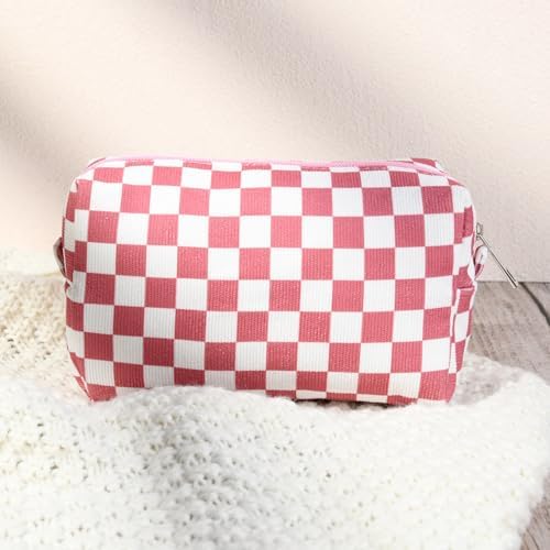 SOIDRAM 2 Pcs Checkered Makeup Bag Large Cosmetic Bag Toiletry Bag Makeup Pouch - Image 6