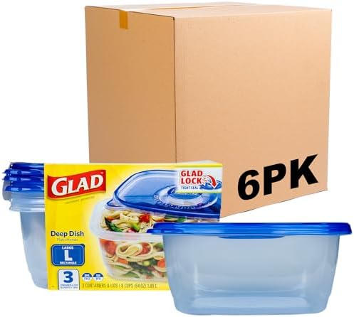 Glad GladWare Deep Dish Food Storage Containers, 64 Oz by GladTrashFoodStorage