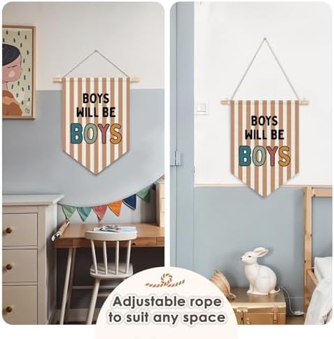 Wheatwin Boy Room Decor, Boys Will Be Boys Wall Hanging Pennant Flag Banner - Image 5