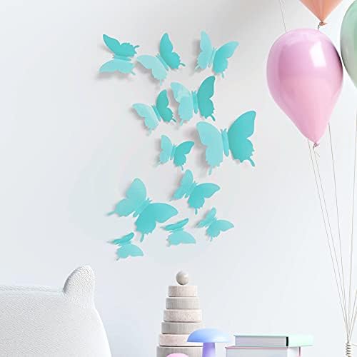 Cute Blue Butterfly Wall Decor 24 pcs, Girls Room Wall Decals, Teal Aesthetic - Image 4