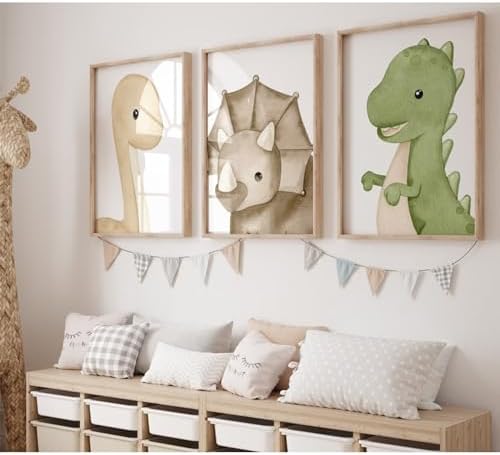 Dinosaur Wall Art Kids Boys Room Canvas Wall Decor Dino Nursery Wall Art by Tanmart