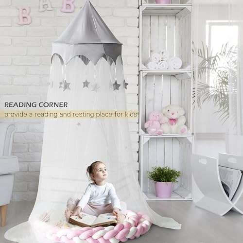 LOAOL Canopy for Kids Bed with Stars, Crib Canopy with Dome & Soft Net - Image 3