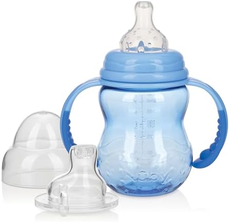 Nuby 3 in 1 Baby Bottle to Training Sippy Cup - 8 oz - Spill-Proof Toddler by NubyUSA