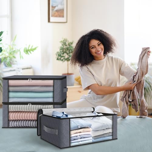 HomeHacks Storage 4-Pack Clothes Organizer Storage Bags Foldable Storage Box - Image 6