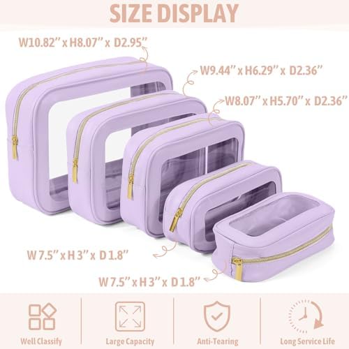 YOPCDJ 5PCS Diaper Bag Organizer Pouch Set, TSA Approved Toiletry Bag，Clear - Image 3