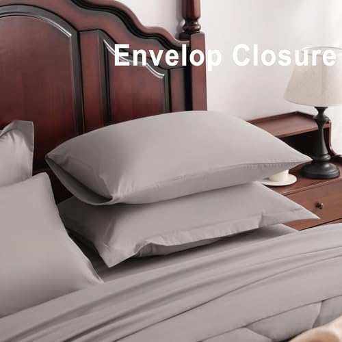NTBAY King Microfiber Bed in a Bag, Comforter Set 7 Piece, Smoke Grey - Image 5