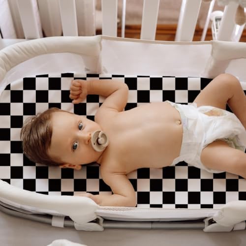 4 Pack Checkered Plaid Crib Sheets Neutral Breathable Buffalo Check Fitted Baby - Image 3
