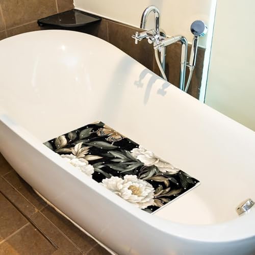Bathtub Mat Non Slip 26.8x15.1In, Vintage Floral Butterfly Bath Mat - Image 5