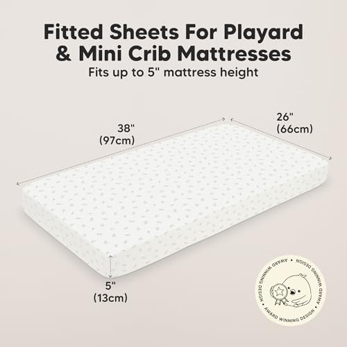 2-Pack Mini Crib Sheets Fitted, 38x26 Pack N Play Mattress Sheets - Image 3