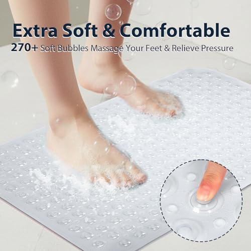 Large Shower Mat Bathtub Mat Bath Mat Non Slip Clear 21.5"x33.5" - Image 6