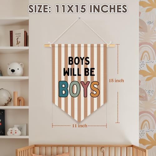Wheatwin Boy Room Decor, Boys Will Be Boys Wall Hanging Pennant Flag Banner - Image 7