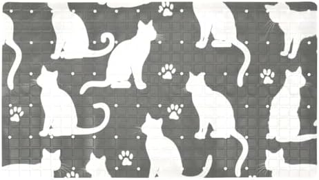 Bathtub Mat Non Slip 26.8x15.1 Inch, Cats Gray Shower Mat by Anna+Cowper
