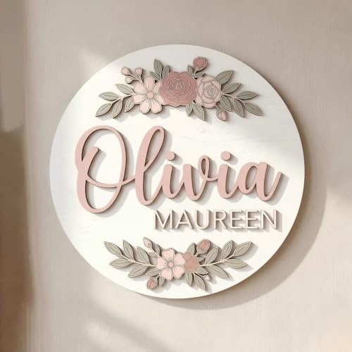 Personalized Floral Wooden Name Sign - Image 6