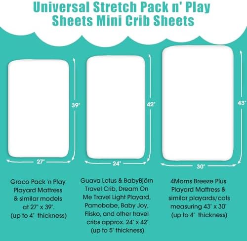 Pack n Play Sheets, BROLEX 2 Pack Mini Crib Sheets, Stretchy Portable Fitted - Image 3