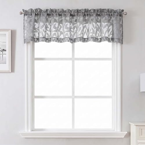 Lecloud Leia Charcoal Grey Sheer Valances by Lecloud