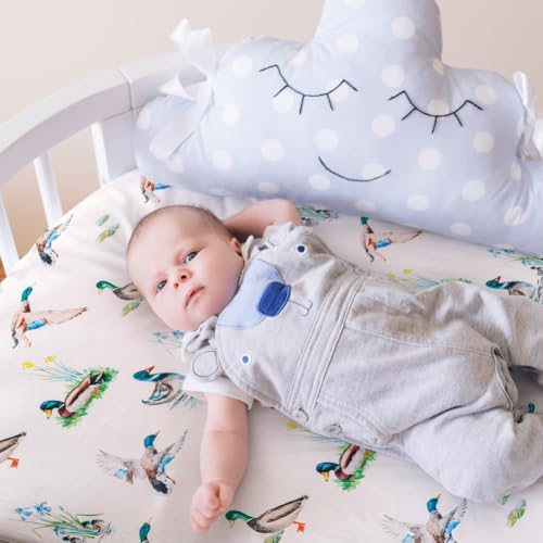 4 Pack Mallard Duck Baby Bassinet Sheets Neutral Unisex Breathable Fitted - Image 3